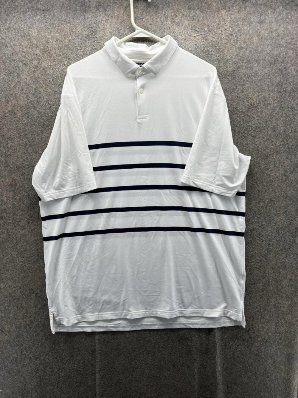 Jack Nicklaus Polo Shirt Mens XL White Striped Golf Golfer Polyester Preppy